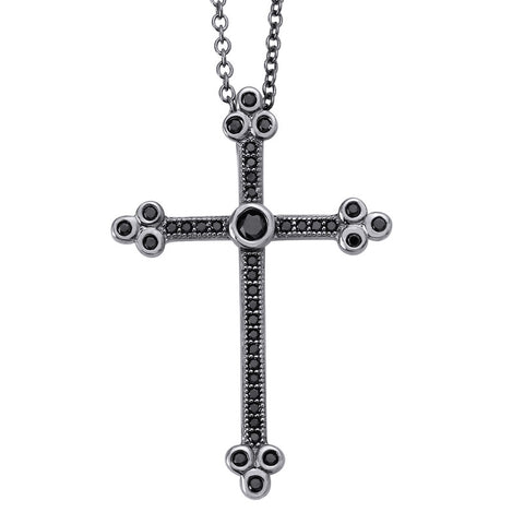 Black Ornate Cross Pendant - Lafonn P0075BKB18