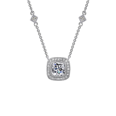 Halo-Cushion Cut Necklace w/Bezel Accents - Lafonn N0015CLP18