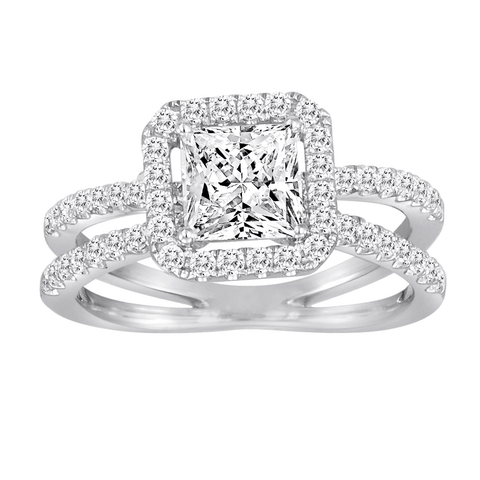 Split Shank Cushion Halo Engagement Ring - Diadori