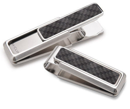 Stainless With Black Carbon Fiber Money Clip