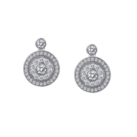 Double Halo Round Drop Earrings - Lafonn E0056CLP00