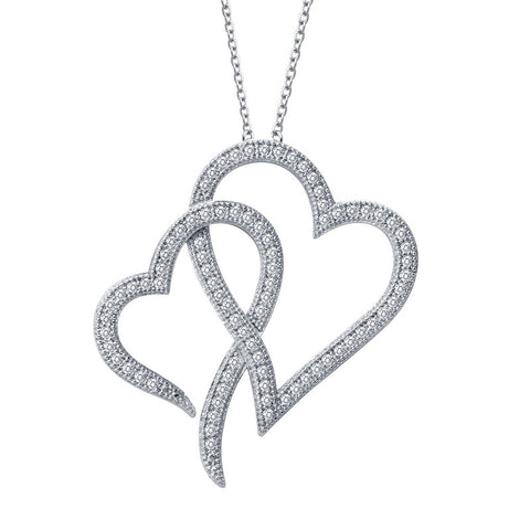 Double Heart Pendant - Lafonn P0121CLP18