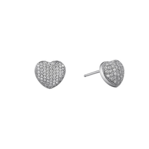 Micro Pave Heart Stud Earrings - Lafonn E0048CLP00