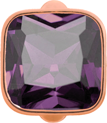 Big Amethyst Cube - Endless Jewelry Rose Gold Plated Sterling Silver Charm 61302-1